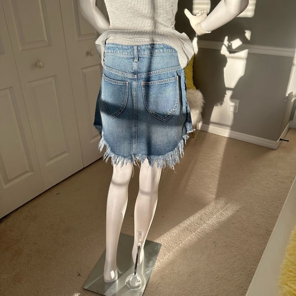 FREE PEOPLE BOHO FRINGE JEAN SKIRT SIZE 27 - Picture 4 of 7